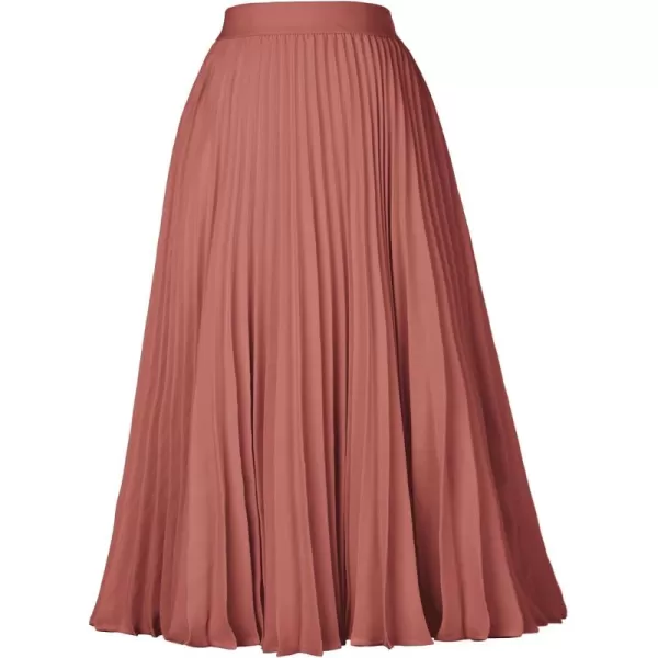 GRACE KARIN Women High Elastic Waist Pleated Chiffon Skirt Midi Swing Aline SkirtsDeep Salmon