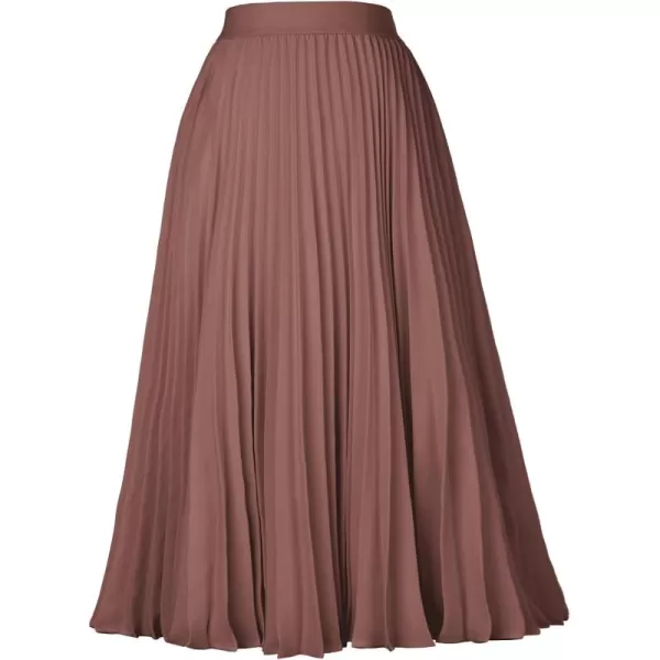 GRACE KARIN Women High Elastic Waist Pleated Chiffon Skirt Midi Swing Aline SkirtsLight Brown