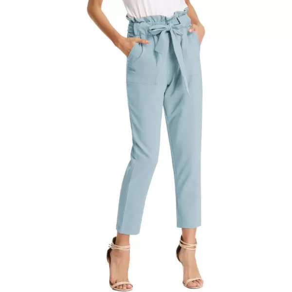 GRACE KARIN Womens Cropped Paper Bag Waist Pants with PocketsMedium Blue