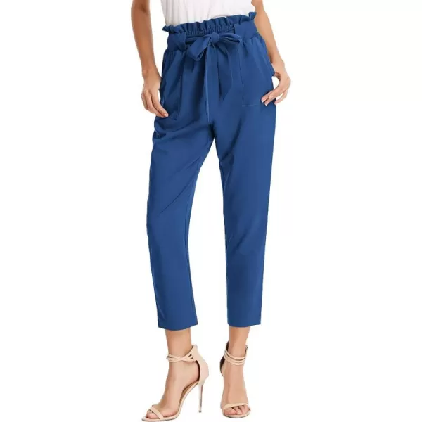 GRACE KARIN Womens Cropped Paper Bag Waist Pants with PocketsRoyal Blue