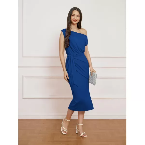 GRACE KARIN 2024 Womens One Shoulder Cocktail Dresses for Evening Party Bodycon Midi DressesBlue