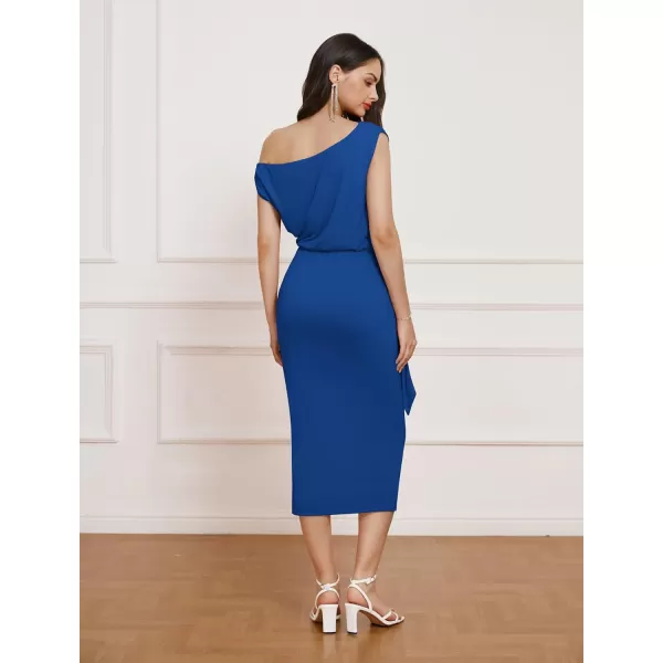 GRACE KARIN 2024 Womens One Shoulder Cocktail Dresses for Evening Party Bodycon Midi DressesBlue