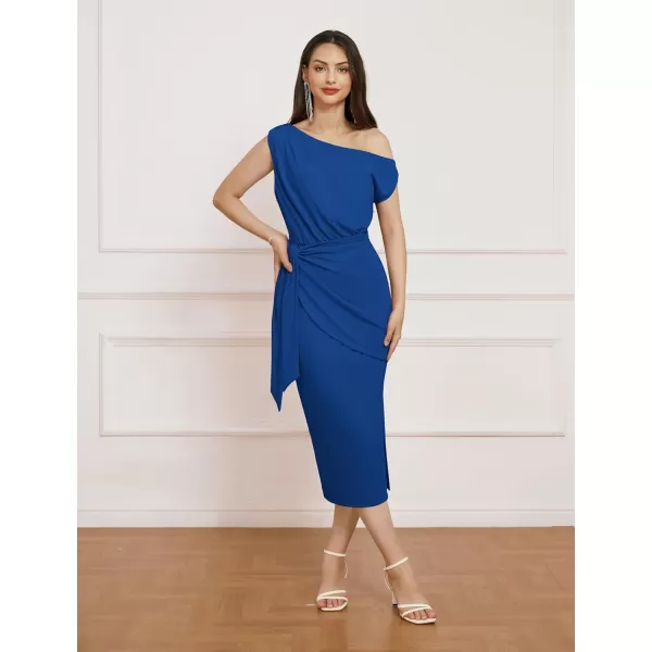 GRACE KARIN 2024 Womens One Shoulder Cocktail Dresses for Evening Party Bodycon Midi DressesBlue