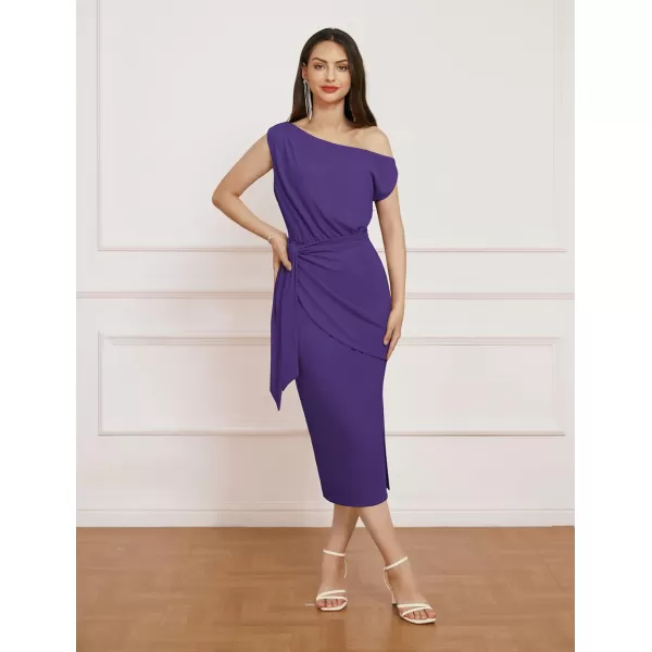 GRACE KARIN 2024 Womens One Shoulder Cocktail Dresses for Evening Party Bodycon Midi DressesPurple