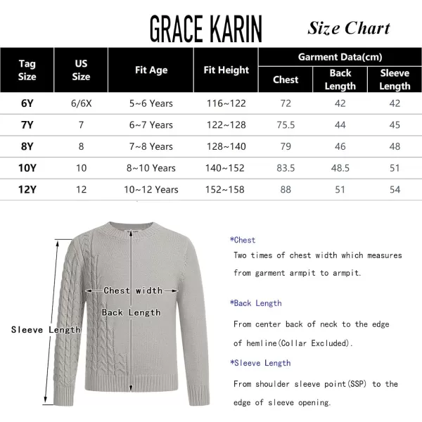 GRACE KARIN Boys Pullover Sweater Knitted Long Sleeve Crew Neck Textured SweaterBlue