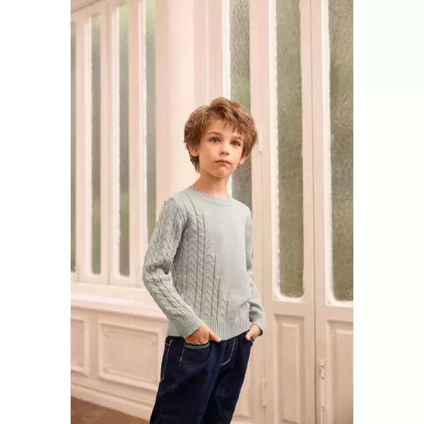 GRACE KARIN Boys Pullover Sweater Knitted Long Sleeve Crew Neck Textured SweaterGray