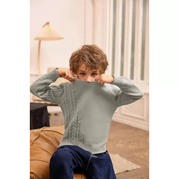 GRACE KARIN Boys Pullover Sweater Knitted Long Sleeve Crew Neck Textured SweaterGray