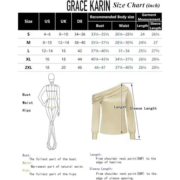 GRACE KARIN Women Satin Blouses 2024 Long Sleeve Off The Shoulder Blouse Elegant Evening Party TopsBlack