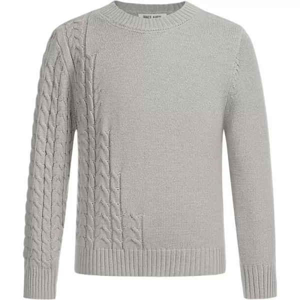 GRACE KARIN Boys Pullover Sweater Knitted Long Sleeve Crew Neck Textured SweaterGray