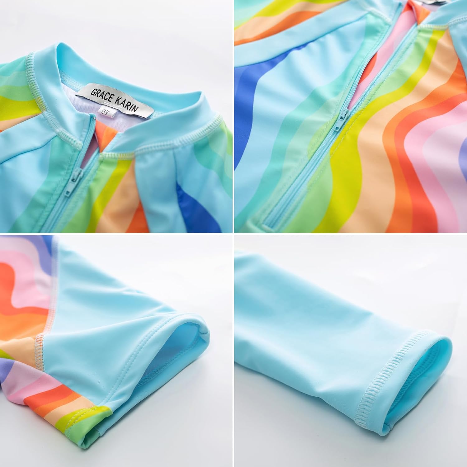 Girls Long Sleeve Rash Guard Swimsuit - UPF Protection One Piece Bathing Suit