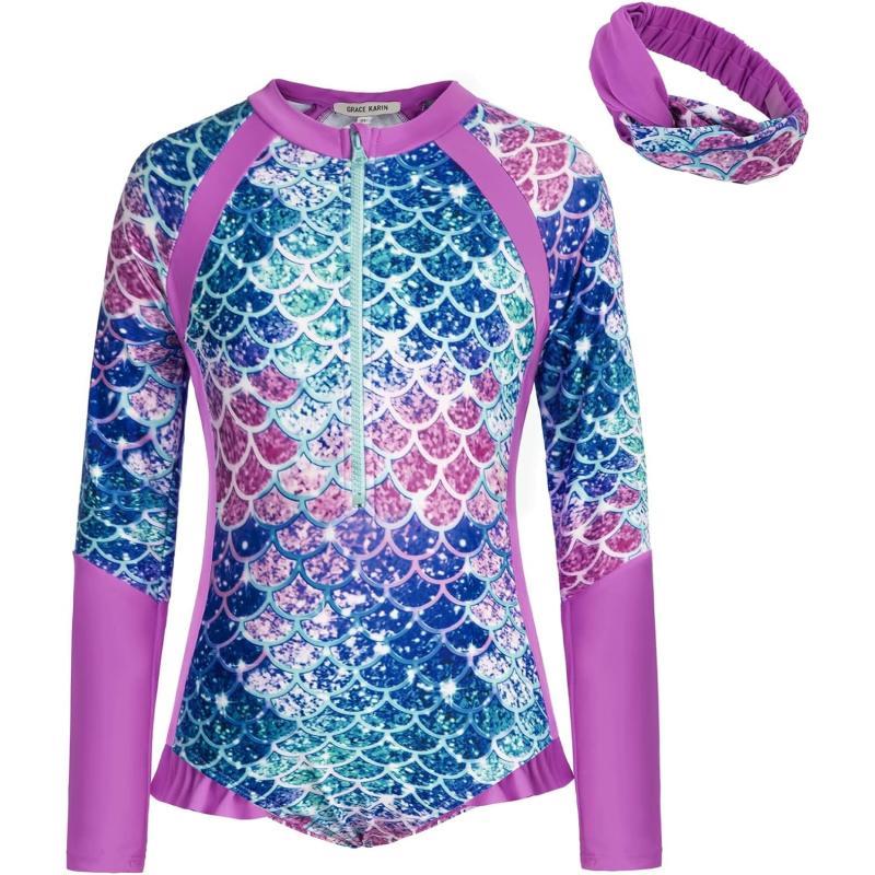 4t Girls One Piece Rashguard Swimsuit