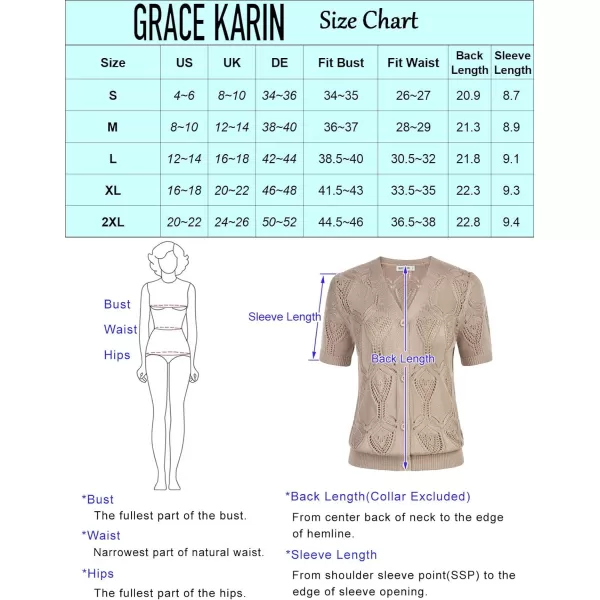 GRACE KARIN 2023 Summer Womens Short Sleeve Crochet Cardigan Shrug V Neck Bolero Sweater TopsBeige