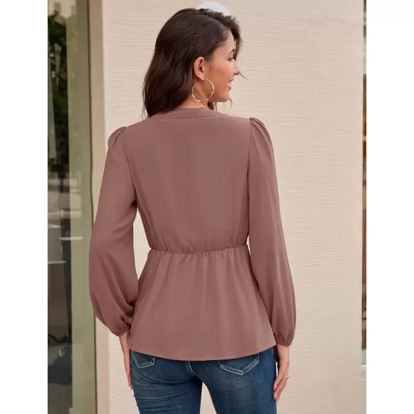 GRACE KARIN 2023 Womens Elegant Peplum Tops V Neck Tie Front Short Bell Sleeve Shirts Tops BlousePinkl43