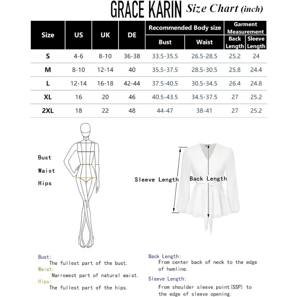 GRACE KARIN 2023 Womens Elegant Peplum Tops V Neck Tie Front Short Bell Sleeve Shirts Tops BlouseWhitel43