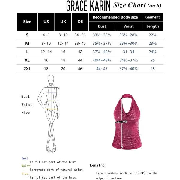 GRACE KARIN 2023 Womens Halter Cowl Neck Sequin Top Backless Slim Fit Ruched Cocktail Sparkle Tank TopsBlacksequin