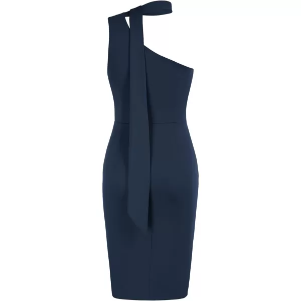 GRACE KARIN 2023 Womens Sexy Sleeveless Cocktail Bodycon Dresses Ruched Halter Neck WrapAround Party Pencil DressesDark Blue