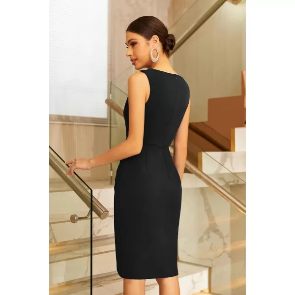 GRACE KARIN 2023 Womens Sleeveless CutOut Dress Twisted Knot Ruched Bodycon Dress Cocktail Party Work Formal DressBlack