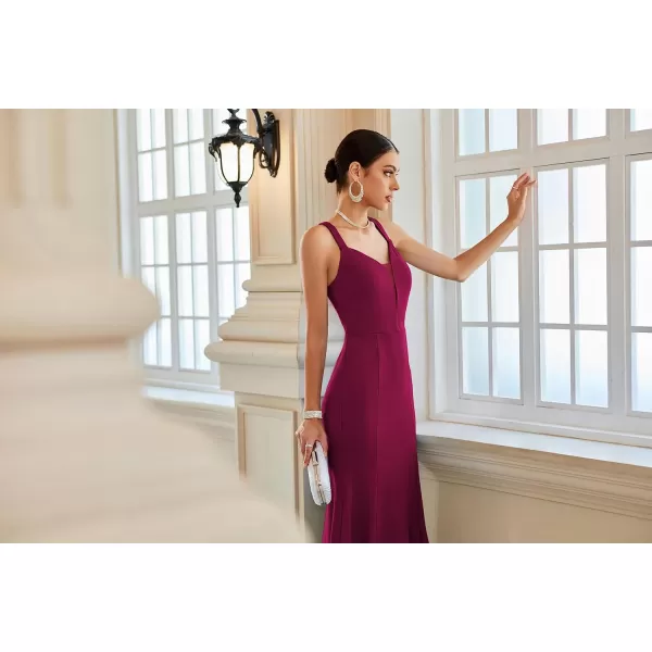 GRACE KARIN 2023 Womens Sleeveless Formal Long Dresses V Neck Party Cocktail Maxi Dress Mermaid Prom Wedding Guest DressesRose Purple