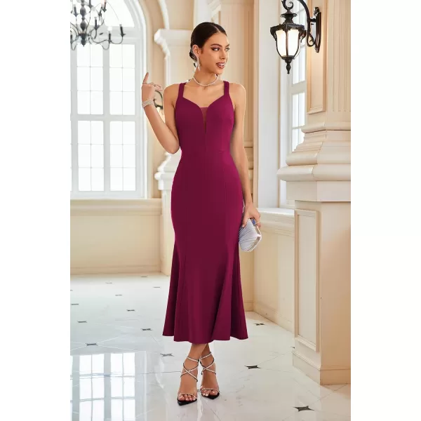 GRACE KARIN 2023 Womens Sleeveless Formal Long Dresses V Neck Party Cocktail Maxi Dress Mermaid Prom Wedding Guest DressesRose Purple