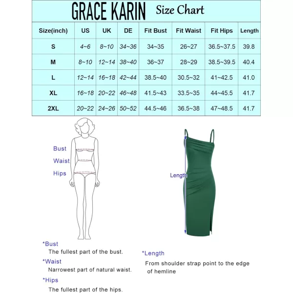 GRACE KARIN 2023 Womens Spaghetti Straps Wedding Guest Dresses Split Hem Ruched Bodycon DressBlack