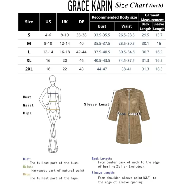 GRACE KARIN 2024 Summer Lightweight Cardigans for Women Short Sleeve Crochet Casual Kimono Cardigans with PocketsBeige