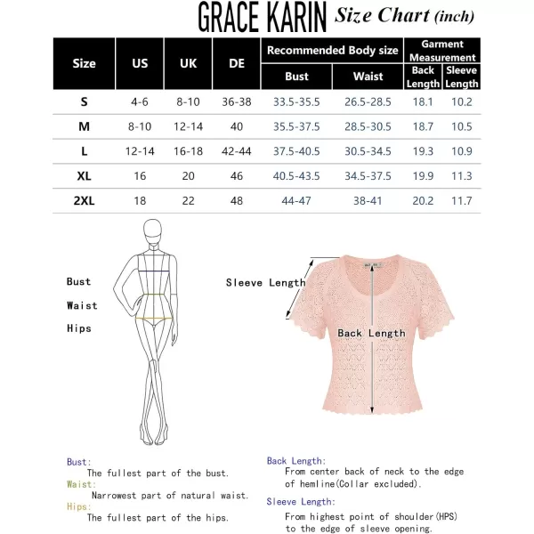 GRACE KARIN 2024 Summer Womens Short Sleeve Crochet Cardigan Shrug Cropped Sweater Bolero Lightweight Knit Button Up TopsBlack