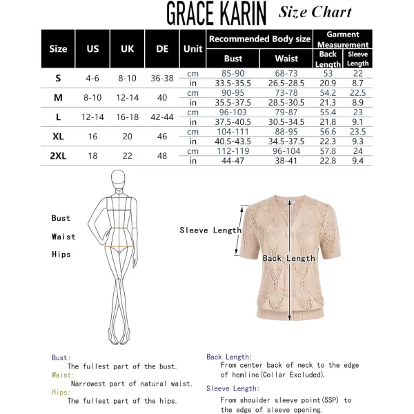 GRACE KARIN 2024 Summer Womens Short Sleeve Crochet Cardigan Shrug V Neck Bolero Sweater TopsBeige