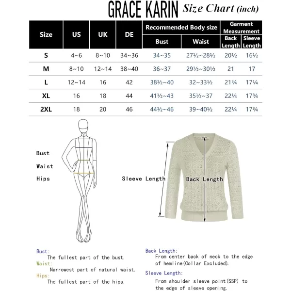 GRACE KARIN 2024 Womens 34 Sleeve Crochet Knit Button Down Cardigan Cropped Shrug Bolero Lightweight Sweaters TopsBlack