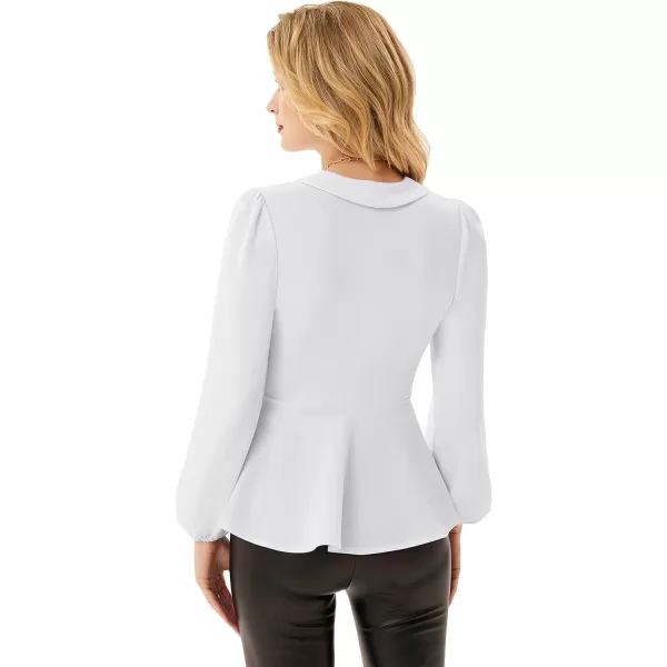 GRACE KARIN 2024 Womens Elegant Tops Long Sleeve Wrap Tops V Neck Formal Work Blouses Dressy ShirtsWhite