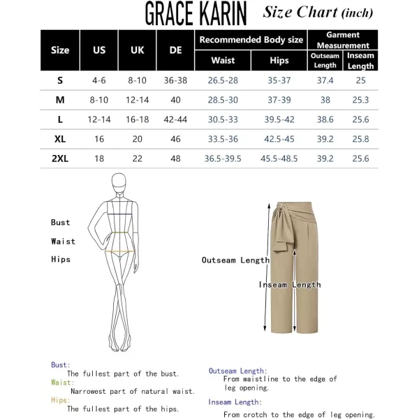 GRACE KARIN 2024 Womens High Waisted Dress Pants Wide Leg Palazzo Dressy Trousers Tie Front Business Casual Trendy PantBlack