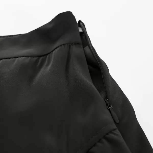 GRACE KARIN 2024 Womens Midi Skirts Elegant Ruffle High Waist Flared ALine Split Summer Beach SkirtBlack