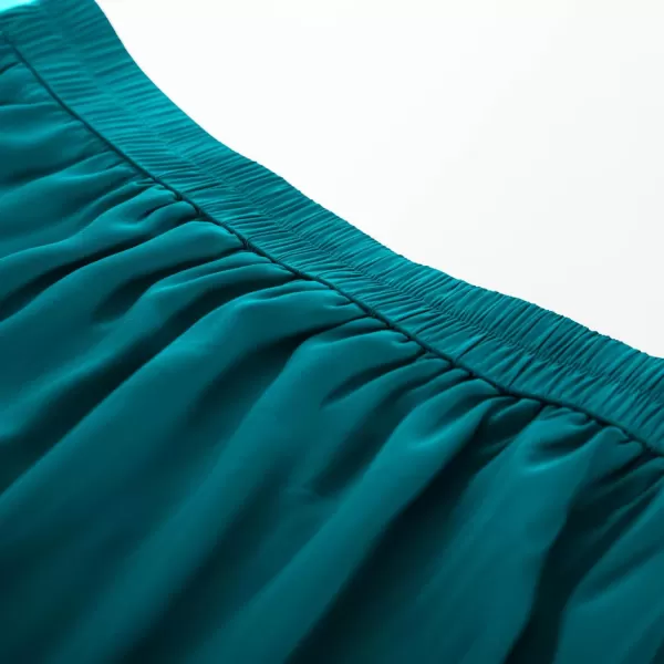 GRACE KARIN 2024 Womens Midi Skirts Elegant Ruffle High Waist Flared ALine Split Summer Beach SkirtBlue Green