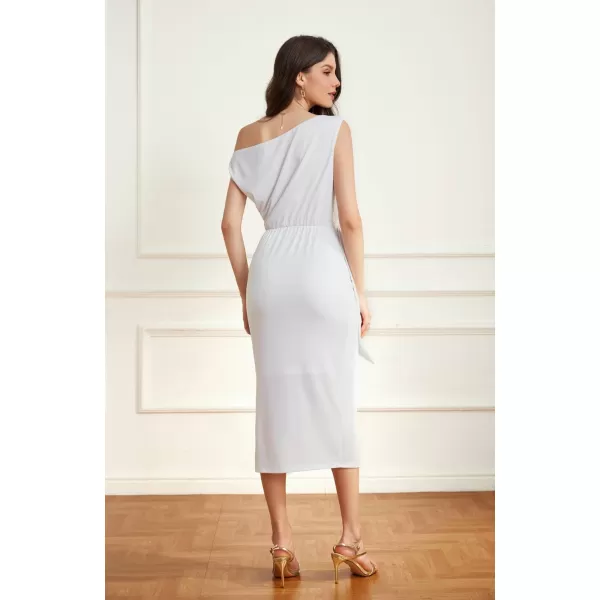 GRACE KARIN 2024 Womens One Shoulder Cocktail Dresses for Evening Party Bodycon Midi DressesWhite