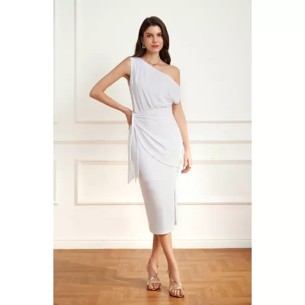 GRACE KARIN 2024 Womens One Shoulder Cocktail Dresses for Evening Party Bodycon Midi DressesWhite