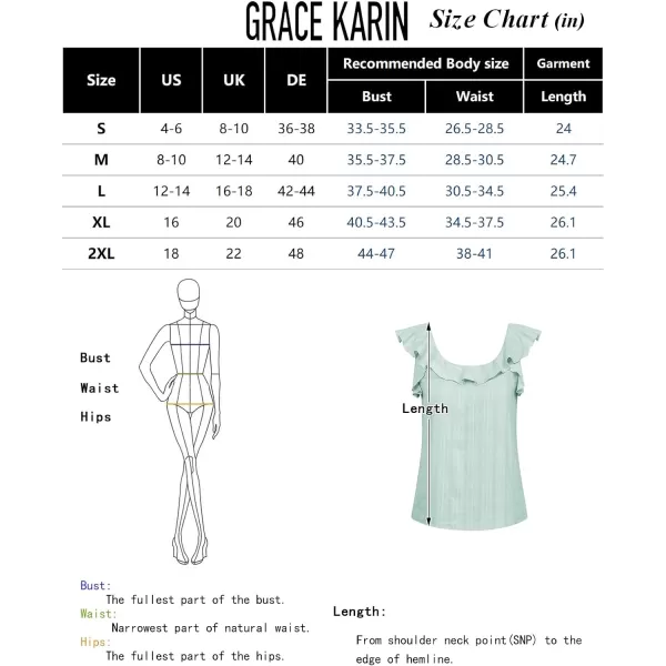 GRACE KARIN 2024 Womens Ruffle Summer Tops Square Neck Sleeveless Tank Top Casual Cap Sleeve Shirts Cotton BlouseGreen