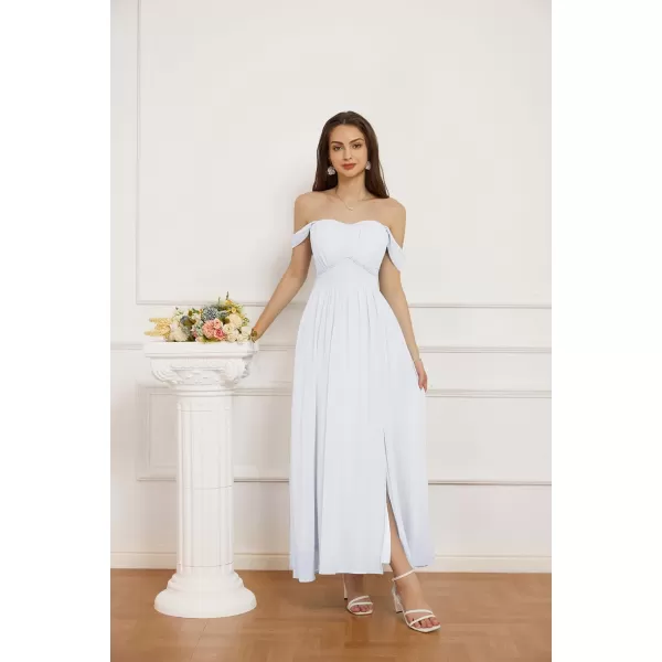 GRACE KARIN 2024 Womens Summer Floral Print Flowy A Line Dresses Sleeveless Smocked Off Shoulder Maxi DressWhite