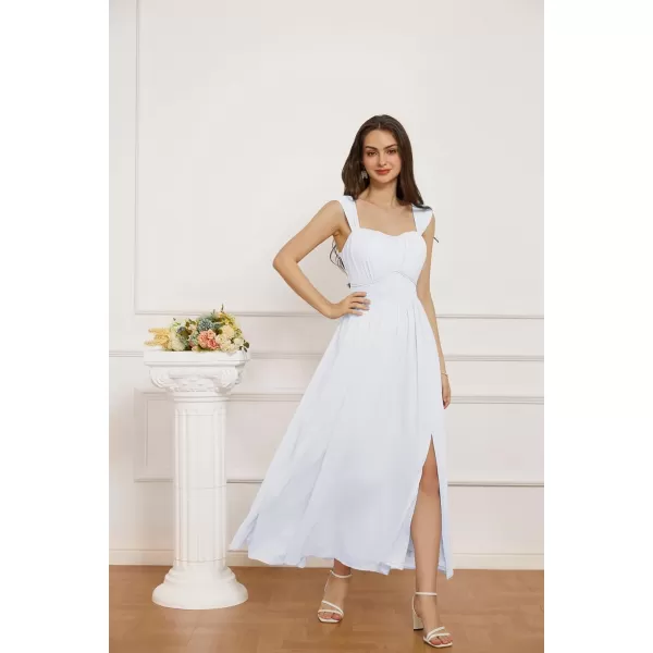 GRACE KARIN 2024 Womens Summer Floral Print Flowy A Line Dresses Sleeveless Smocked Off Shoulder Maxi DressWhite