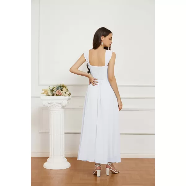 GRACE KARIN 2024 Womens Summer Floral Print Flowy A Line Dresses Sleeveless Smocked Off Shoulder Maxi DressWhite