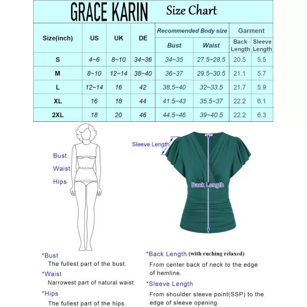 GRACE KARIN 2024 Womens Tops Elegant Surplice Wrap Blouse V Neck Long Sleeve Casual Ruched Top977 Wine Red