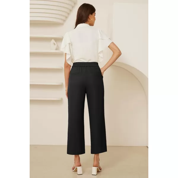 GRACE KARIN 2024 Womens Wide Leg Pants Business Casual Palazzo Pants High Waisted Flowy Dressy Trousers with PocketsBlack