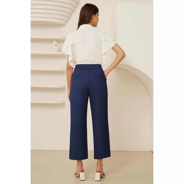 GRACE KARIN 2024 Womens Wide Leg Pants Business Casual Palazzo Pants High Waisted Flowy Dressy Trousers with PocketsNavy Blue