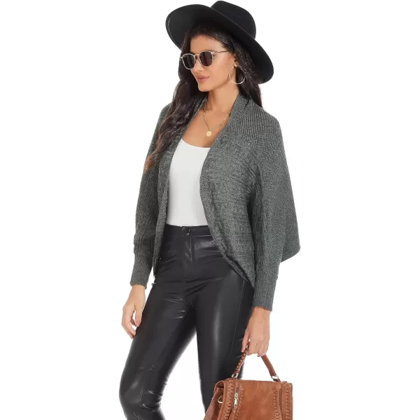 GRACE KARIN Batwing Cardigan Sweater for Women 2023 Fall Light Long Sleeve Cable Knit Open Front Oversized Sweater CoatDark Grey