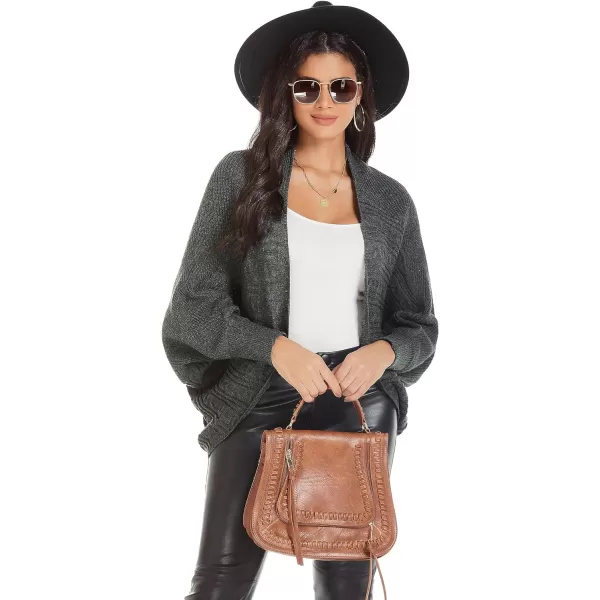 GRACE KARIN Batwing Cardigan Sweater for Women 2023 Fall Light Long Sleeve Cable Knit Open Front Oversized Sweater CoatDark Grey