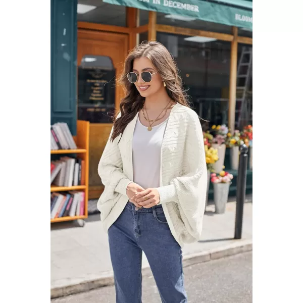 GRACE KARIN Batwing Cardigan Sweater for Women 2023 Fall Light Long Sleeve Cable Knit Open Front Oversized Sweater CoatIvory