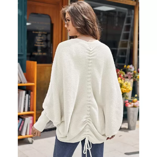 GRACE KARIN Batwing Cardigan Sweater for Women 2023 Fall Light Long Sleeve Cable Knit Open Front Oversized Sweater CoatIvory