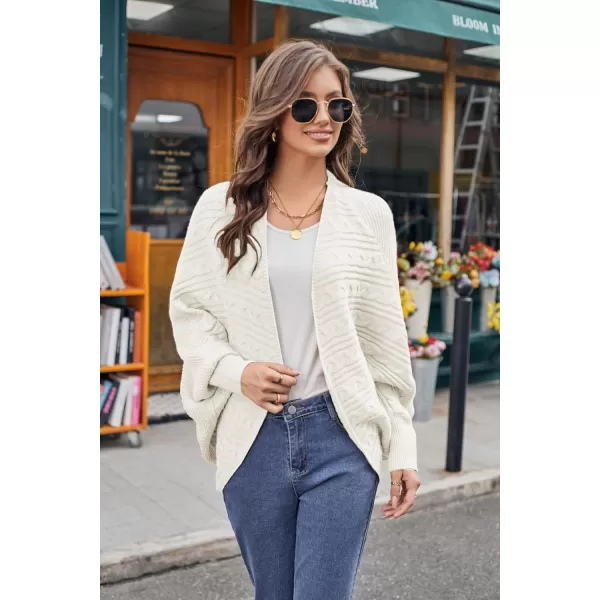 GRACE KARIN Batwing Cardigan Sweater for Women 2023 Fall Light Long Sleeve Cable Knit Open Front Oversized Sweater CoatIvory