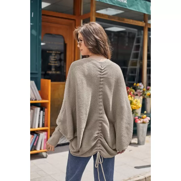 GRACE KARIN Batwing Cardigan Sweater for Women 2023 Fall Light Long Sleeve Cable Knit Open Front Oversized Sweater CoatKhaki