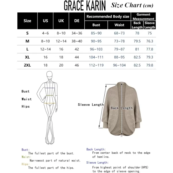 GRACE KARIN Batwing Cardigan Sweater for Women 2023 Fall Light Long Sleeve Cable Knit Open Front Oversized Sweater CoatKhaki