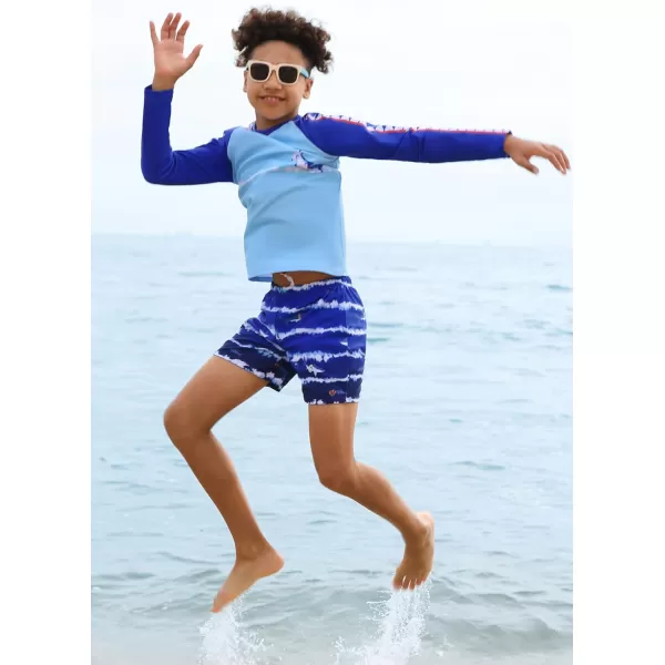 GRACE KARIN Boy Kids Two Piece Swimsuits Long Sleeve Rash Guard Swimwear Cute Bathing Suit Sets 512YBlue Shark