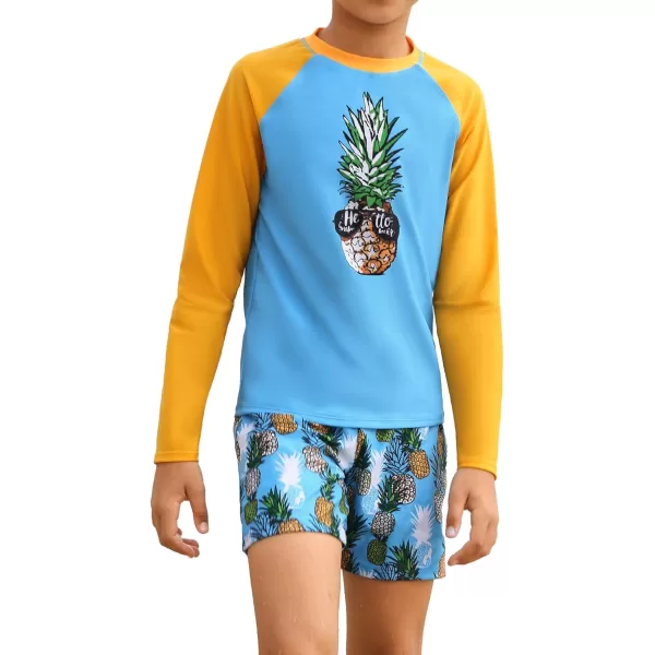 GRACE KARIN Boy Kids Two Piece Swimsuits Long Sleeve Rash Guard Swimwear Cute Bathing Suit Sets 512YOrange Pineapple